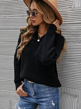 Solid Color V-neck Trench Ladies Sweater