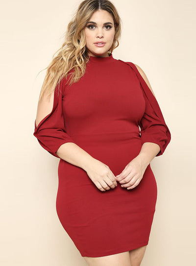 Black Plus Long Sleeve Knit Dress