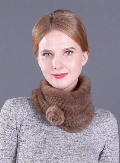 Petals Warm Mink Fur Collar Scarf