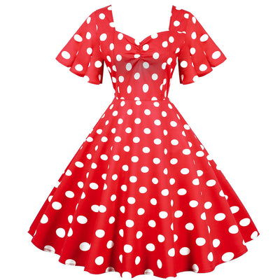 Slim Retro Polka Dot Printing Dress