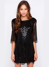 Round Neck Mini Sequined Dress