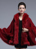 Knitted Shawl Cardigan Hooded Fur Shawl Cape