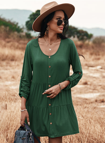 Round Neck Casual Knit Long Sleeve Dress