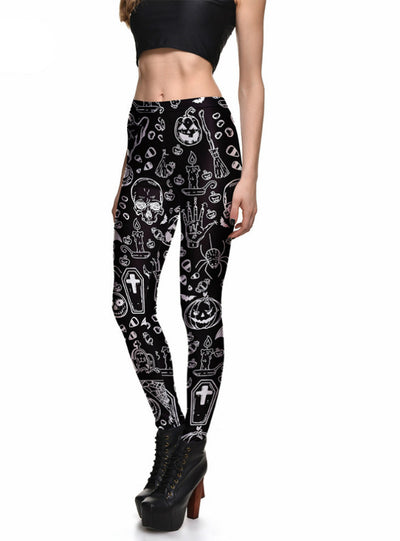 Women's Legging Ghost Skull Pumpkin Digital Print