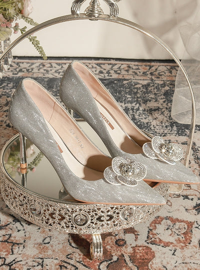 Pointed Crystal High-heeled Shoes