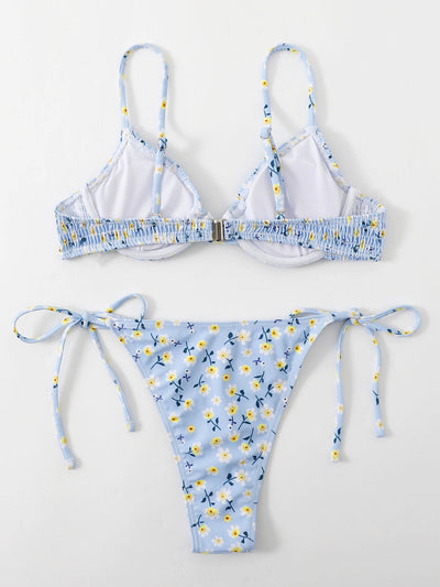 Sexy Blue Print Swimsuit Bikini