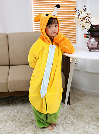 Flannel Children's Onesie Animal Pajamas Yellow Fox