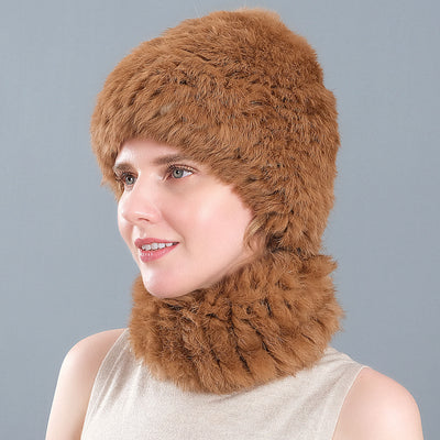 Rabbit Fur Hat Winter Rabbit Fur Scarf Set