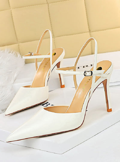 High-heeled Shallow Pointed Hollow Sandals