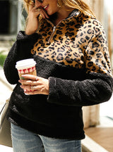 Leopard Patchwork Fluffy Thick Sweaters Warm 