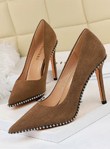 Women's Suede Metal Chain Pointed Shoes