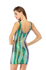 V-neck Backless Sequined Dress
