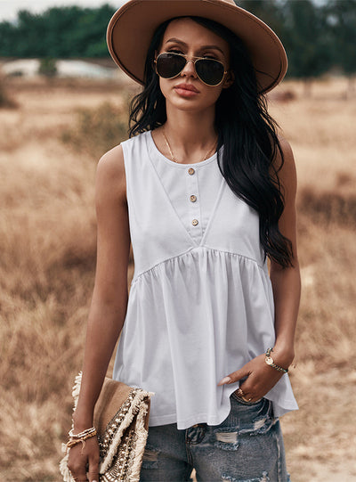 Loose Ssleeveless Knitted Blouse