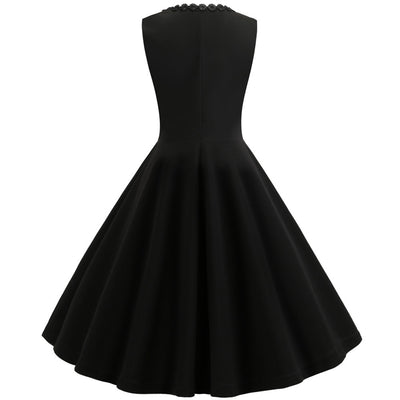 Retro Sleeveless Embroidered Dress