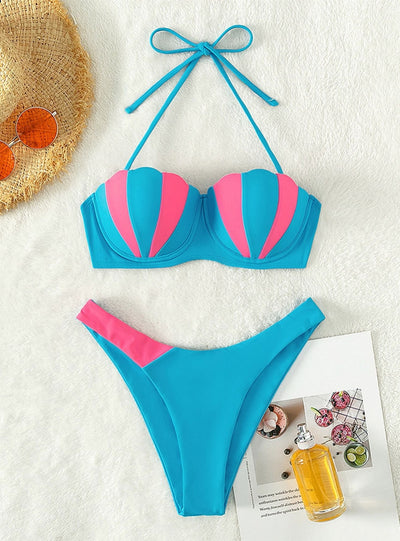 Shell Steel Support Split Swimsuit