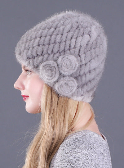 Women's Mink Tail Braided Hat Pineapple Hat