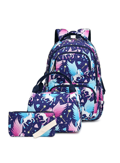 Unicorn Printed Three-piece Schoolbag