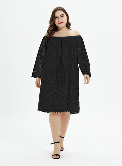 Plus Size Lace Long Sleeve Party Dress