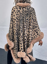 Cape Cardigan Leopard Shawl Cloak