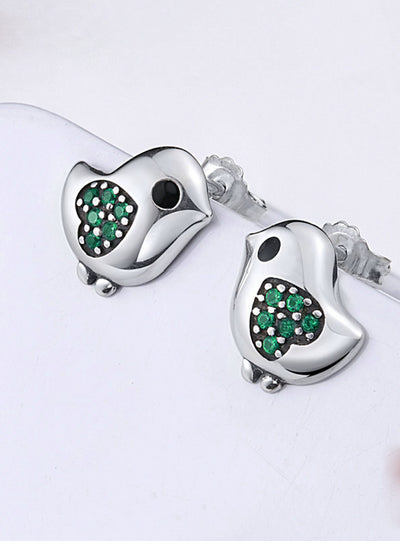 925 Sterling Silver Lovely Little Bird Clear