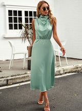 Solid Color Sleeveless Long Dress