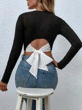 Round Neck Pullover Slim Long Sleeve T-shirt