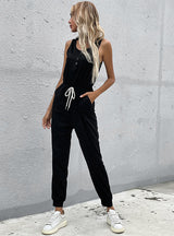 Sports Drawstring Vest Knitted Jumpsuit