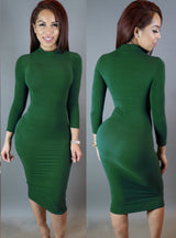 Long Sleeve Sexy Dress Solid Color Bodycon Dress