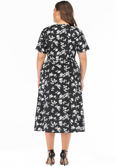 V-neck Short Sleeve Bohemian Beach Dress