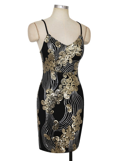 Sexy Sleeveless V-neck Sequined Dress