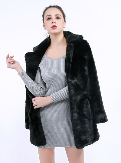 Fur Coat Imitation Mink Fur Long Sleeve Medium Length