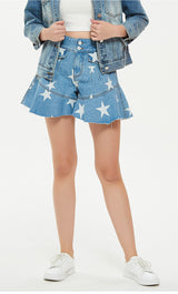Star Printed Flounces Wide-leg Pants Shorts