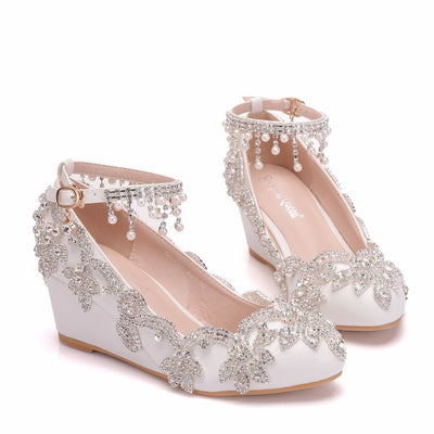 Diamond Beaded Tassel High-heeled Wedding Shoes
