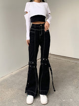 Black High Waist Casual Jeans