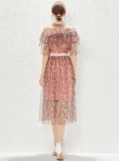 Lotus Leaf Floral Gauze Two-piece Set