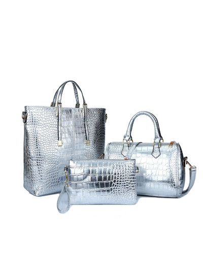 3Pcs Luxury Alligator Crocodile Women Leather Handbag
