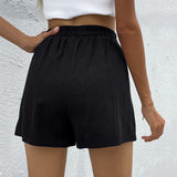 Zipper Design Thin Solid Color Shorts