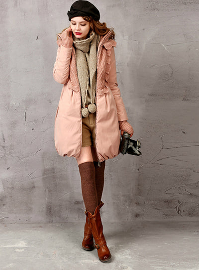 Women's Long Parka Pink Duck Down Coat 