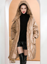 Multi-pocket Loose Padded White Duck Down Coat