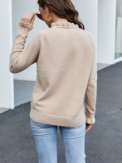 Wooden Ear Button Cardigan Sweater