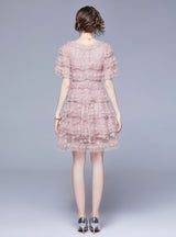 Heavy-duty Embroidered Square Collar Cake Dress