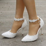 One-button Thin Heel Pointed Wedding Shoes