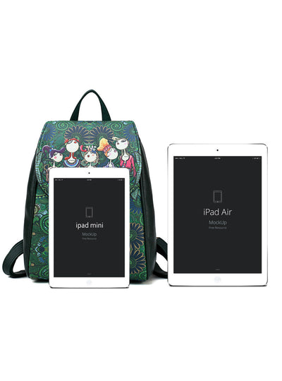 Teenagers Girls Green Forest Bagpack Shoulder Bag 