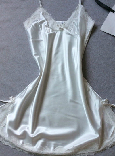 Silk Satin Night Dress Sleeveless Nighties V-neck