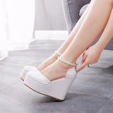 White Wedge Thick Platform Sandals
