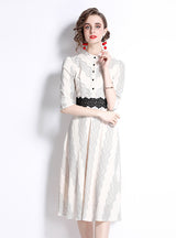 Lace Short Sleeve Embroidered Dress