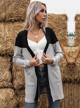 Color Contrast Cardigan Casual Coat