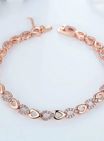 Rose Gold Heart Chain AAA Cubic Zircon Crystal