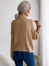 Collar Twist High Solid Color Sweater