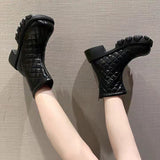 Foamed Thick-soled Rhombic Cotton Shoes Booties